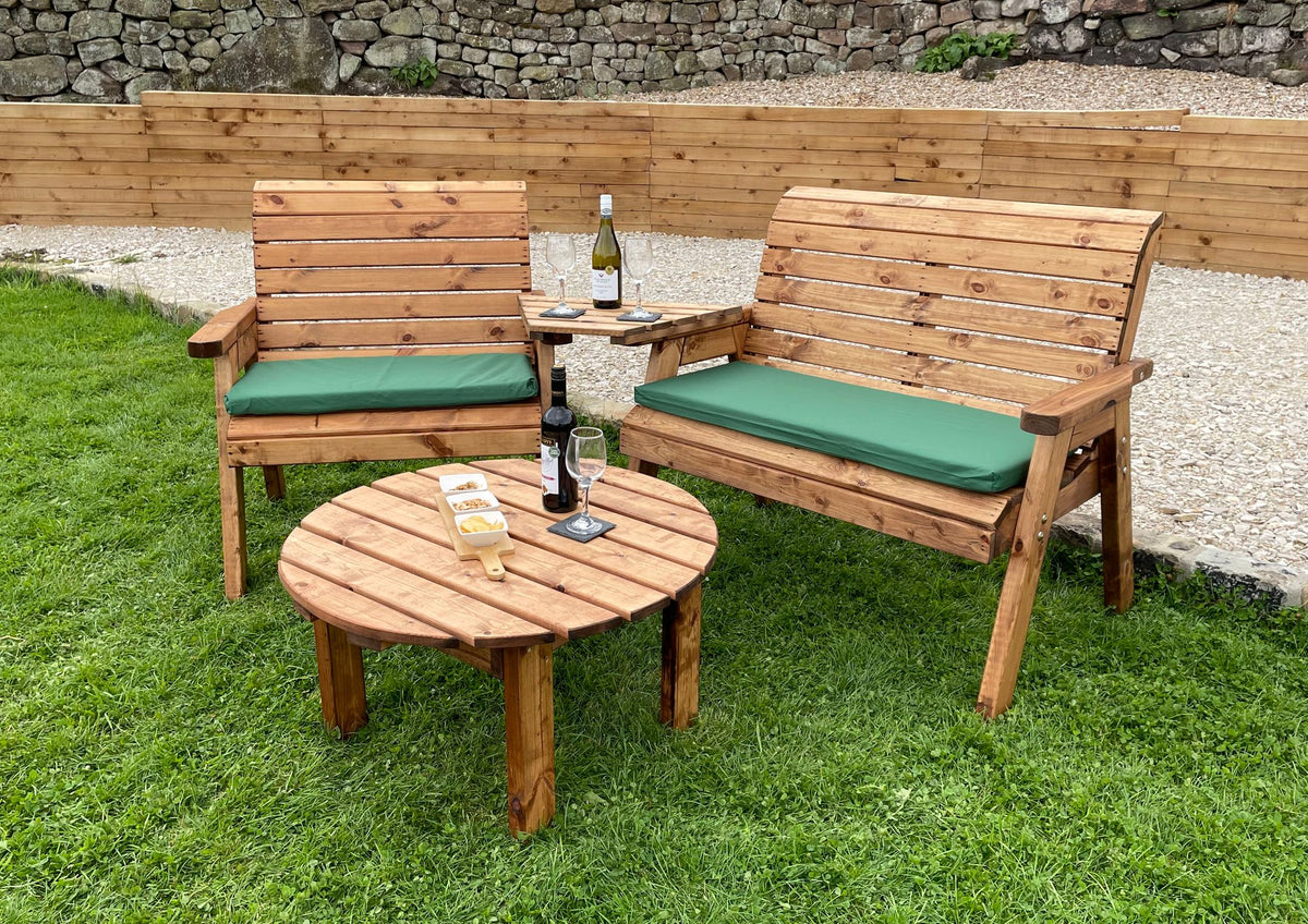 HB254 Grand Three Seater Angled Companion Set With Round Coffee