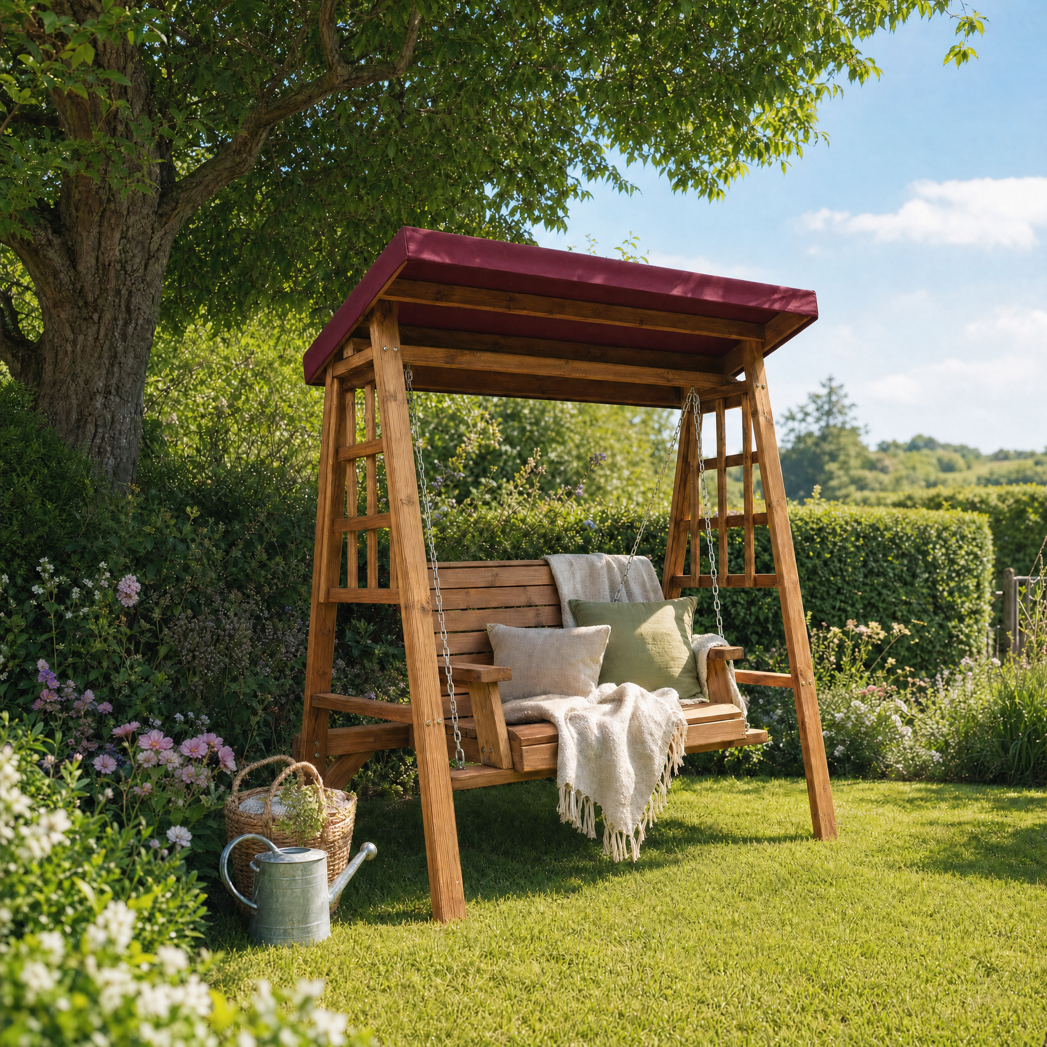 HB133B - Dorset Two Seater Swing Burgundy – Charles Taylor Trading Ltd
