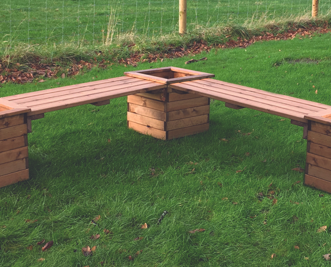 Arianna rectangular deals wooden planter bench